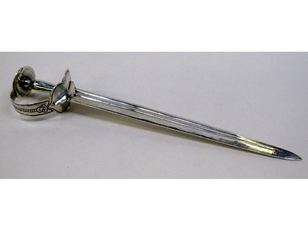 Appraisal: Continental silver letter opener modelled as a sword