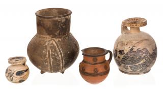 Appraisal: A GROUP OF FOUR ANCIENT TERRACOTTA OBJECTS A GROUP OF