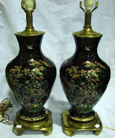 Appraisal: A pair of Japanese cloisonn vases fitted as lamps mounted