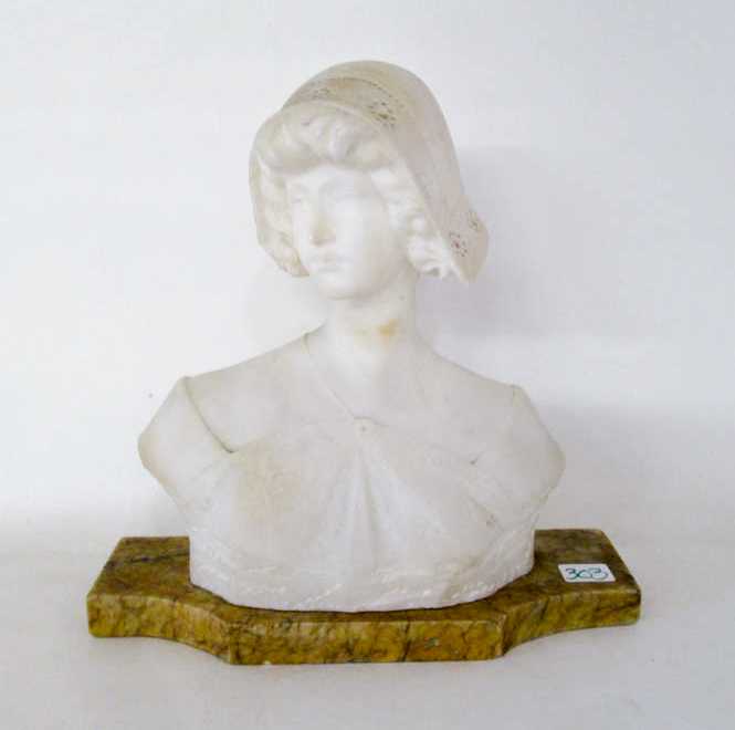 Appraisal: VICTORIAN ALABASTER SCULPTURE depicting a bust of a young woman