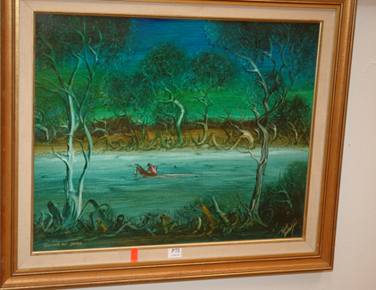 Appraisal: FRANK HARDING SWIMMING THE COOPER ACRYLIC ON BOARD