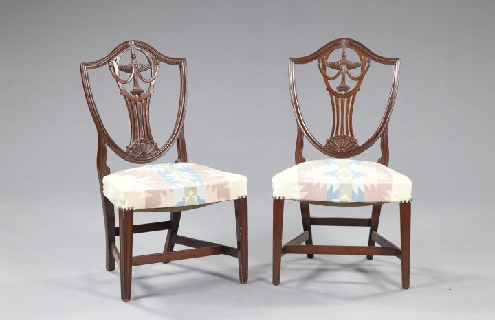 Appraisal: Pair of George III-Style Mahogany Sidechairs in the Adam taste