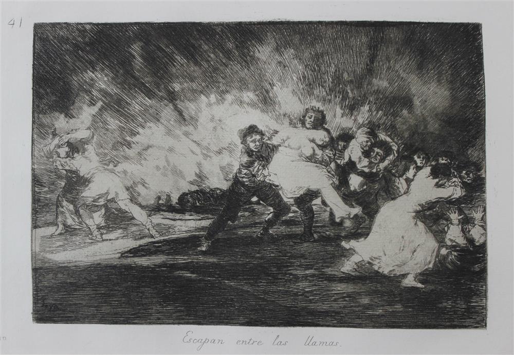 Appraisal: FRANCISCO DE GOYA SPANISH - ESCAPAN ENTRE LAS LLAMAS Y