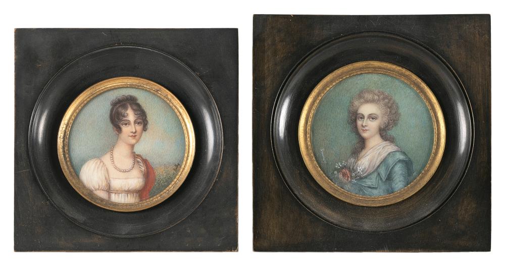 Appraisal: TWO MINIATURE PORTRAITS TH CENTURY FRAMED X AND X TWO