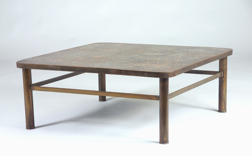 Appraisal: PHILIP KELVIN LAVERNE Fine pewter and bronze coffee table its