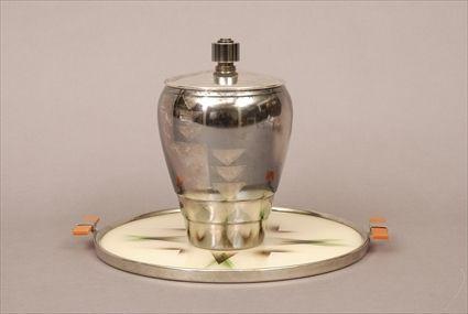 Appraisal: Art Deco Chromium-Plated Metal and Glass Dresser Tray with Bakelite