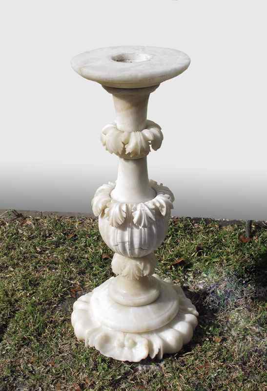 Appraisal: ALABASTER CARVED PEDESTAL Deeply carved scroll leaf design The top