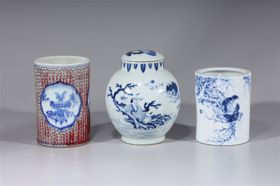 Appraisal: Group of various Chinese porcelains hand-painted blue and white ginger