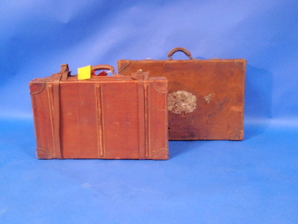 Appraisal: Two vintage leather travel cases