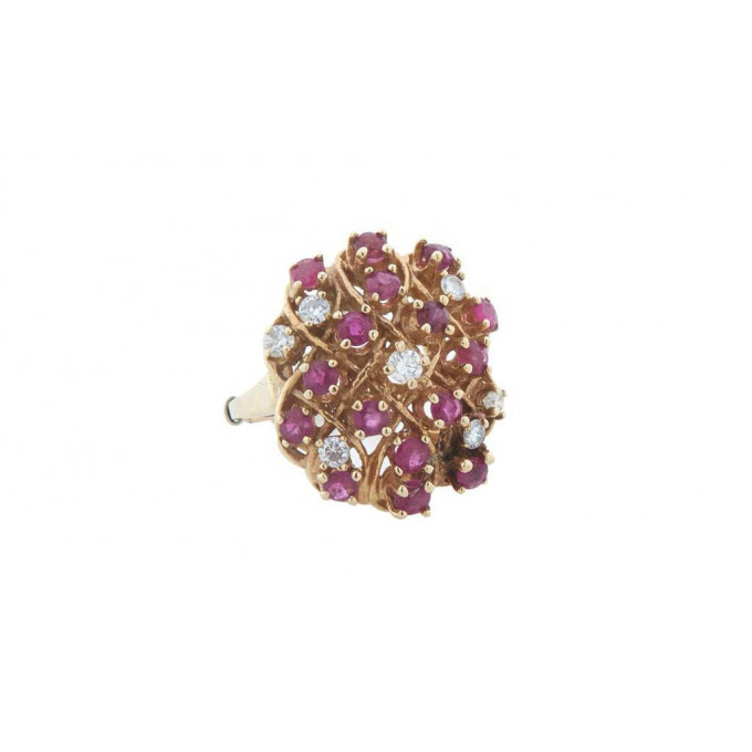 Appraisal: Lady's K Yellow Gold Ruby and Diamond Cluster Dinner Ring