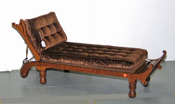 Appraisal: A late Victorian oak adjustable back chaise last quarter th