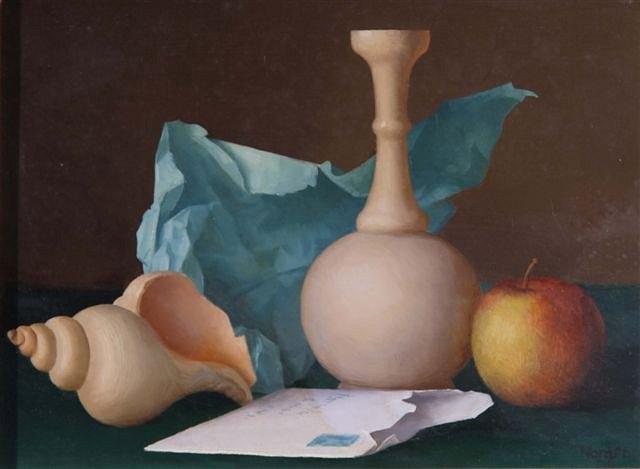 Appraisal: GERALD NORDEN British - 'Shell vase and apple' signed and