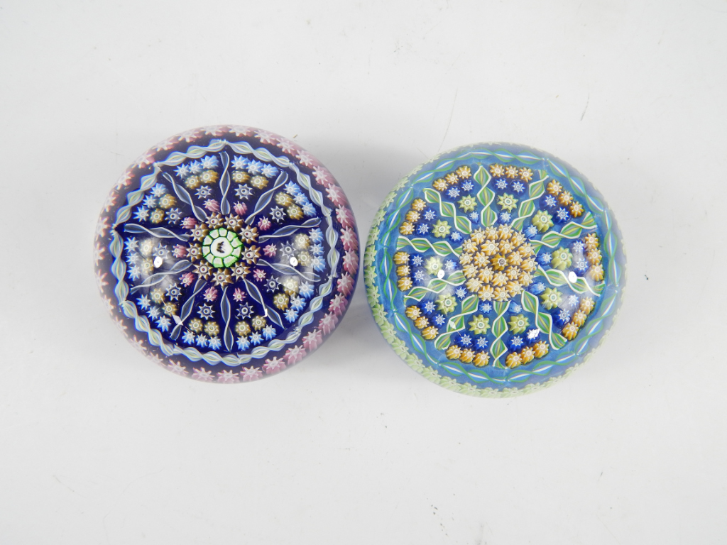 Appraisal: A Perthshire millefiori and spiral twist paperweight with central butterfly