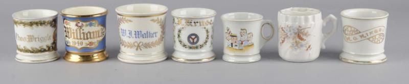 Appraisal: Lot of Fancy Ceramic Porcelain Shaving Mugs Most are personalized