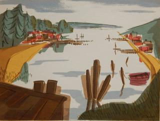 Appraisal: Edward Landon silkscreen Edward Landon American - - ''River View''-