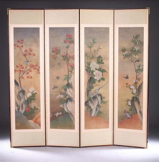 Appraisal: ANONYMOUS Chinese th century Birds and flowers Four ink and