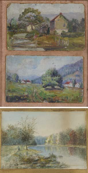 Appraisal: LANDSCAPE PAINTINGS Four works of art one on canvas two