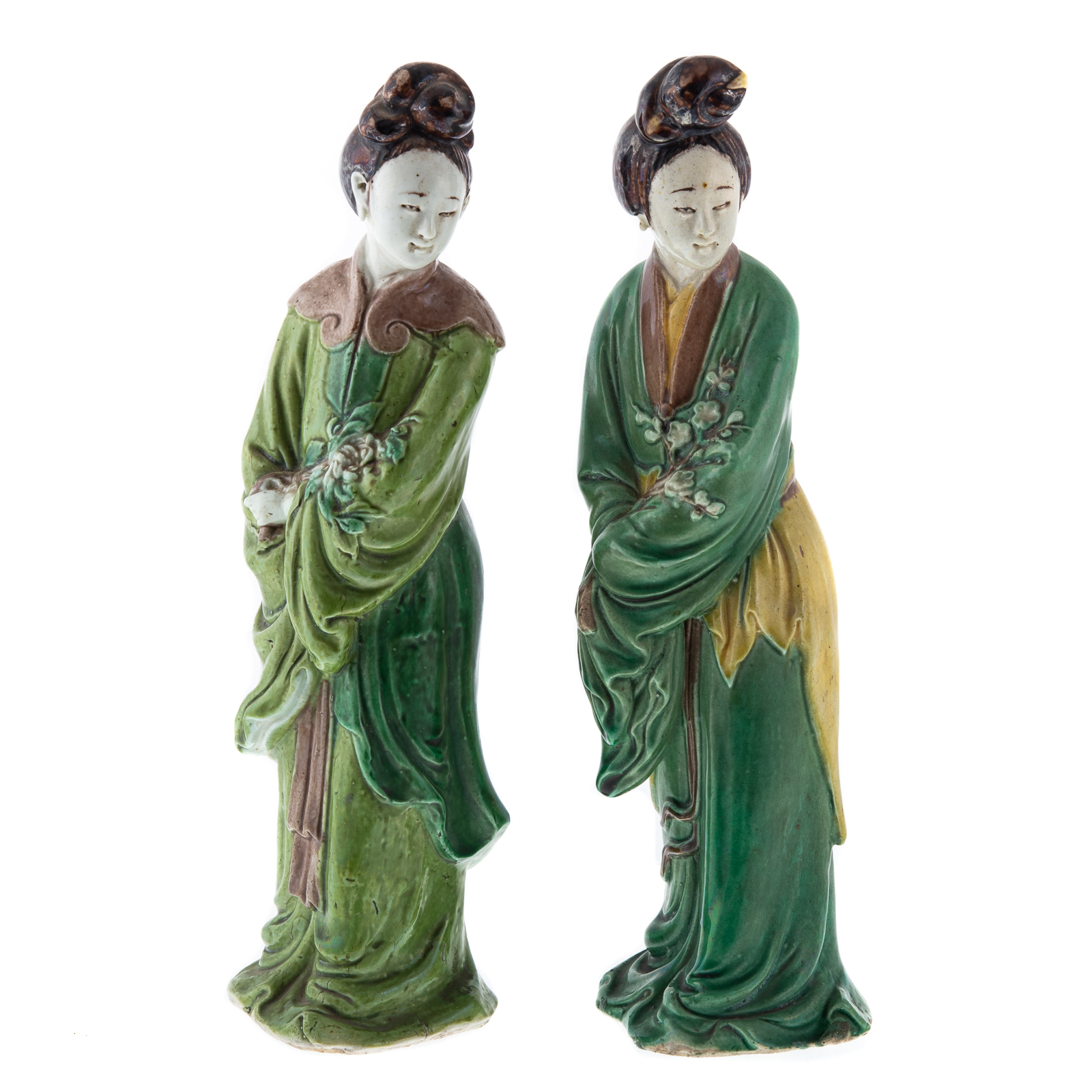 Appraisal: PAIR OF CHINESE FAMILLE VERTE PORCELAIN FIGURES Late th early