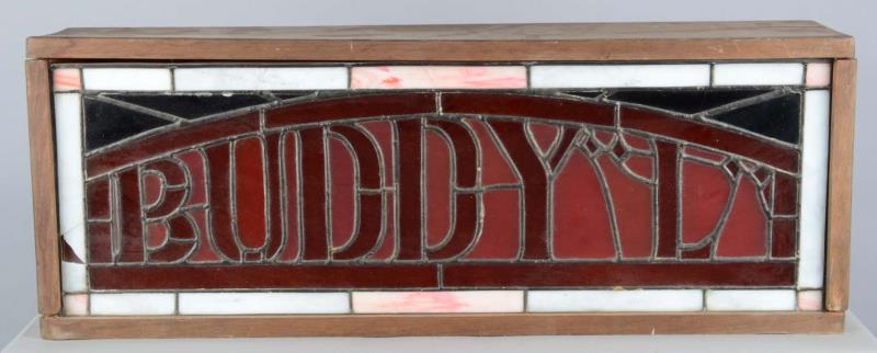 Appraisal: Buddy L Leaded Glass Light-Up Sign Outermost border of the