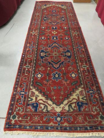 Appraisal: Serapi Persian Handmade Runner geometrics stylized florals on rich burgandy