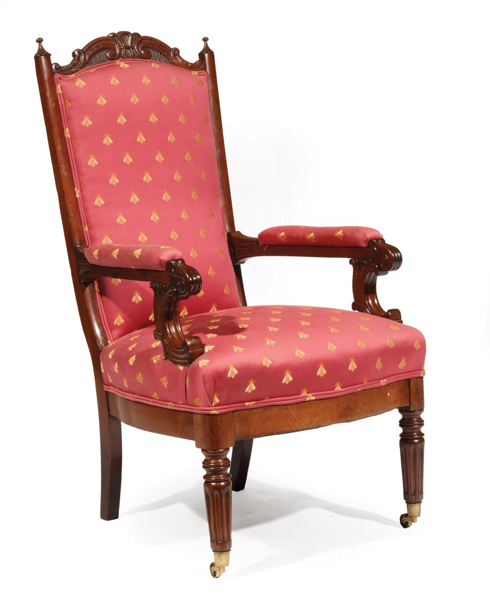 Appraisal: American Late Classical Carved Mahogany Library Chair mid- th c