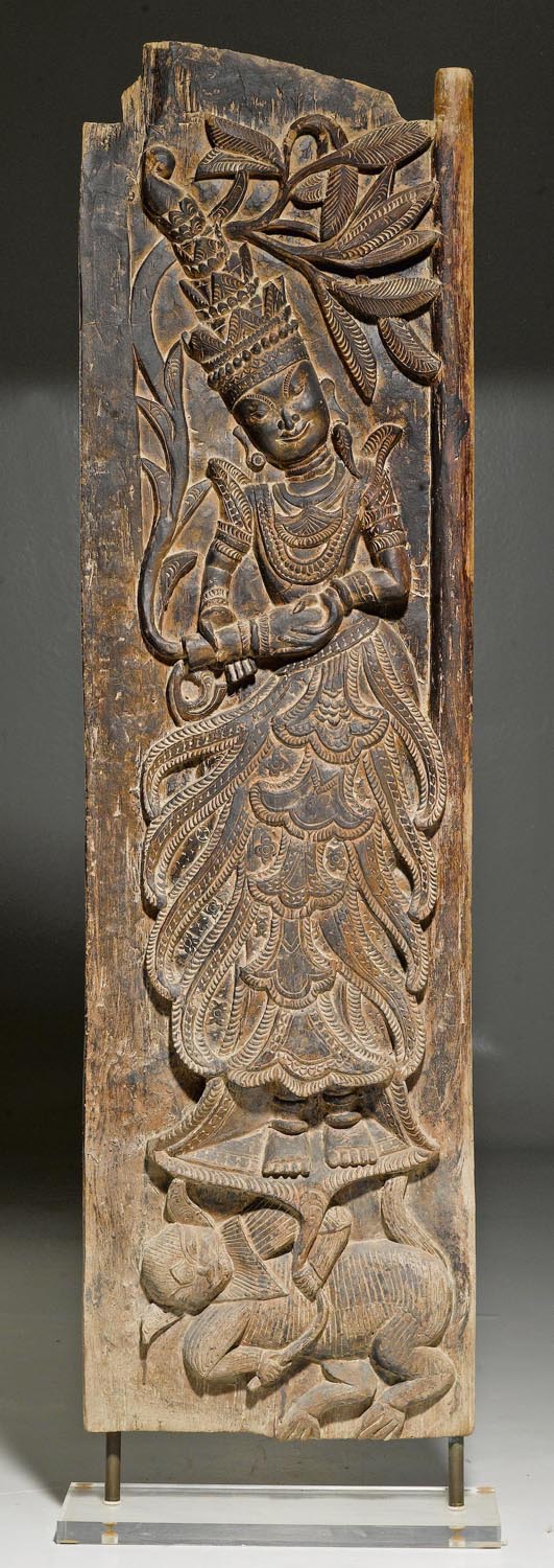 Appraisal: A VERY DECORATIVE CARVED WOODEN TEMPLE DOOR Burma th c