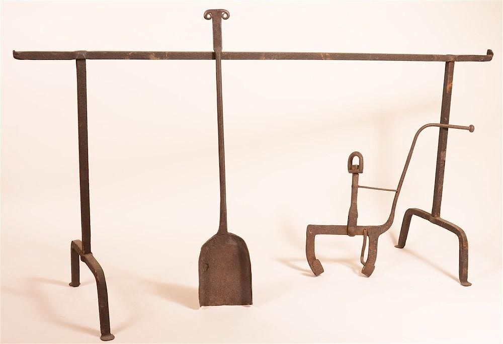 Appraisal: Three Pieces of th Century Hearth Iron Three Pieces of