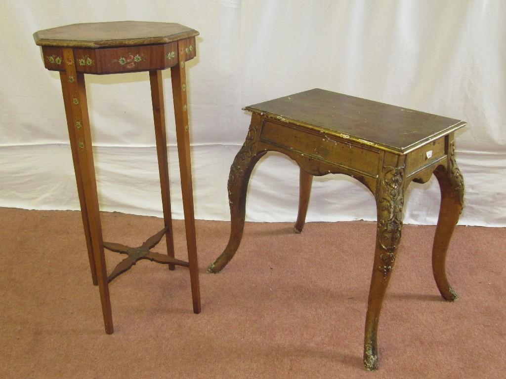 Appraisal: A Victorian octagonal two tier plant stand richly handpainted with