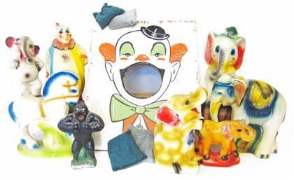 Appraisal: Group of Circus chalkware carnival figures and painted bean bag