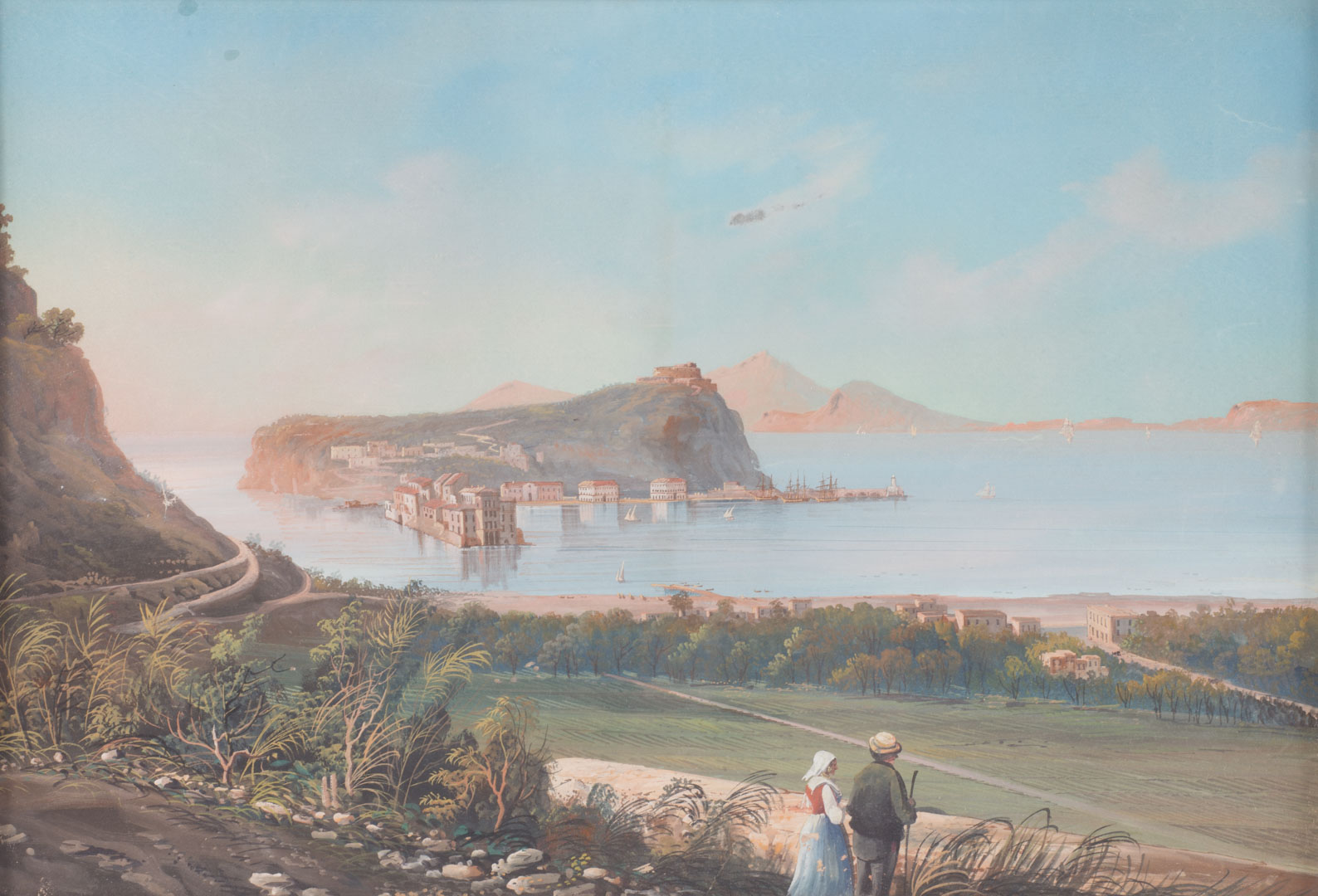 Appraisal: Italian School th c View of Bay of Naples Gouache