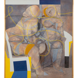 Appraisal: Janet Folsom American - Untitled Abstract Figures oil on canvas