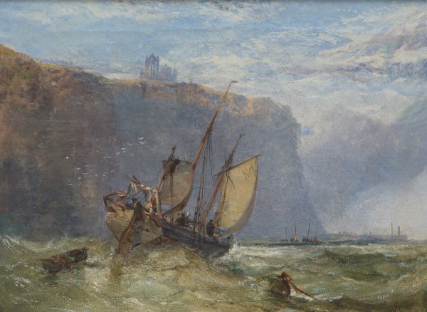 Appraisal: BRITISH SCHOOL TH CENTURY x Nautical scene with cliffs Oil