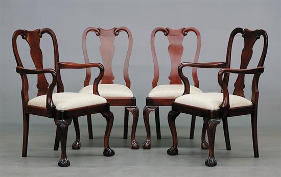 Appraisal: Queen Anne style mahogany dining chairs set of ten comprised