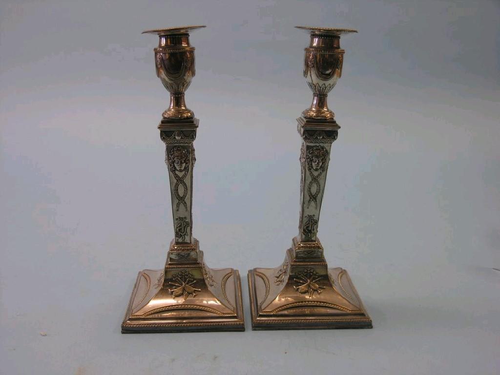 Appraisal: A pair of early th century candlesticks silver plate on