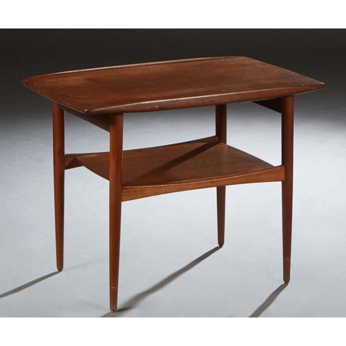 Appraisal: MM Moreddi Danish Modern Carved Teak Two Tier Side Table