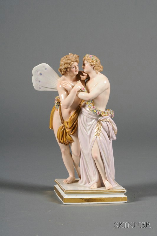 Appraisal: Meissen Porcelain Figure of Eros and Psyche early th century