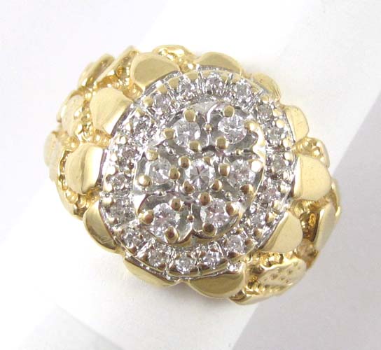 Appraisal: MAN'S DIAMOND AND FOURTEEN KARAT GOLD RING set with round-cut