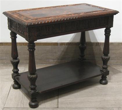 Appraisal: Jacobean style single drawer oak side table H in W