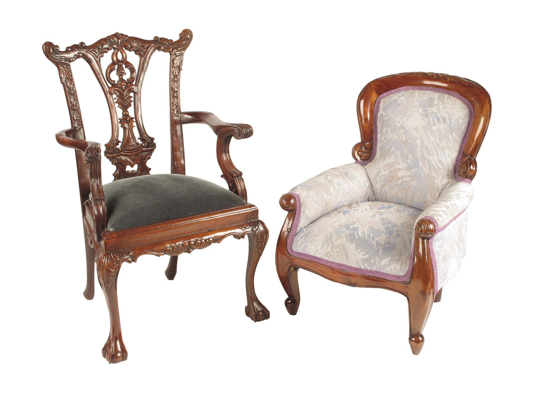 Appraisal: A mahogany miniature armchair in Chippendale style