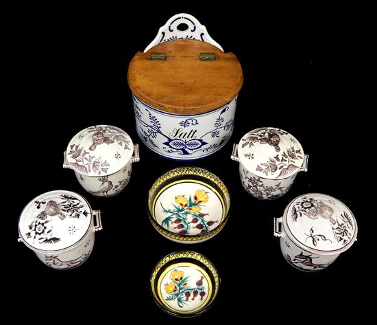 Appraisal: th C Continental pottery seven pieces German white and blue