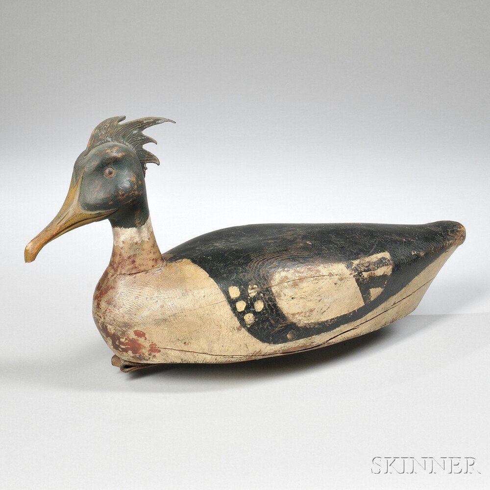 Appraisal: Carved and Painted Red-breasted Merganser Drake Decoy with a stylized