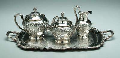 Appraisal: Three piece coin silver tea service Bigelow Bros amp Kennard