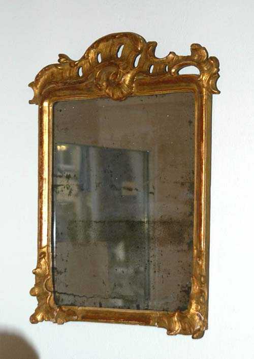 Appraisal: SMALL MIRROR R gence France circa Pierced and carved giltwood