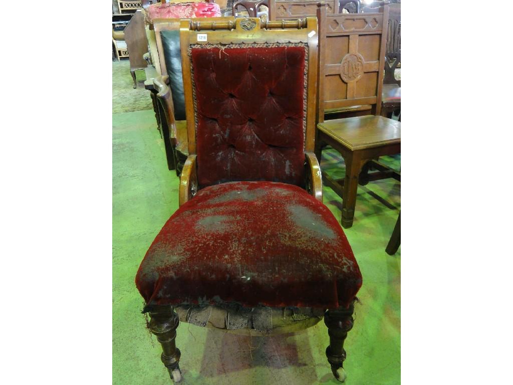 Appraisal: A Victorian gothic revival drawing room chair with upholstered seat