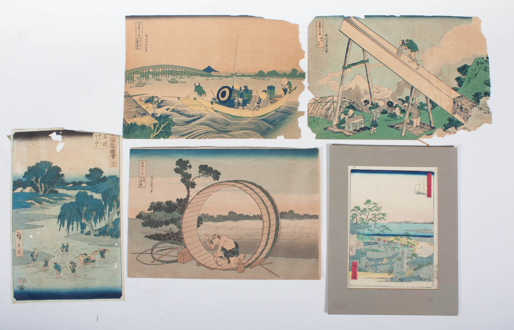 Appraisal: Five loose Japanese color woodblock prints late th early th