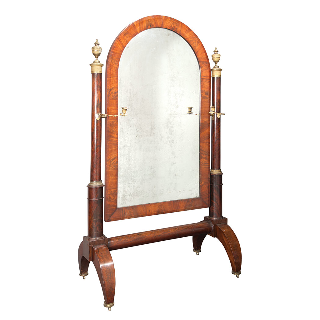 Appraisal: Empire Gilt-Bronze Mounted Mahogany Cheval Mirror First quarter of the