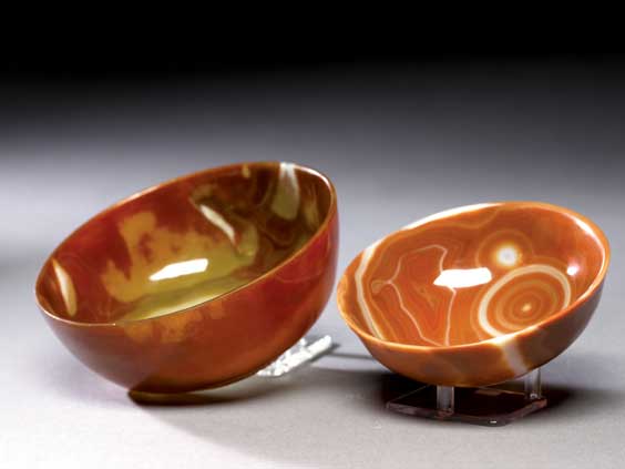 Appraisal: BEAUTIFULLY POLISHED AGATE BOWLS Carnelian Agate China A lot of