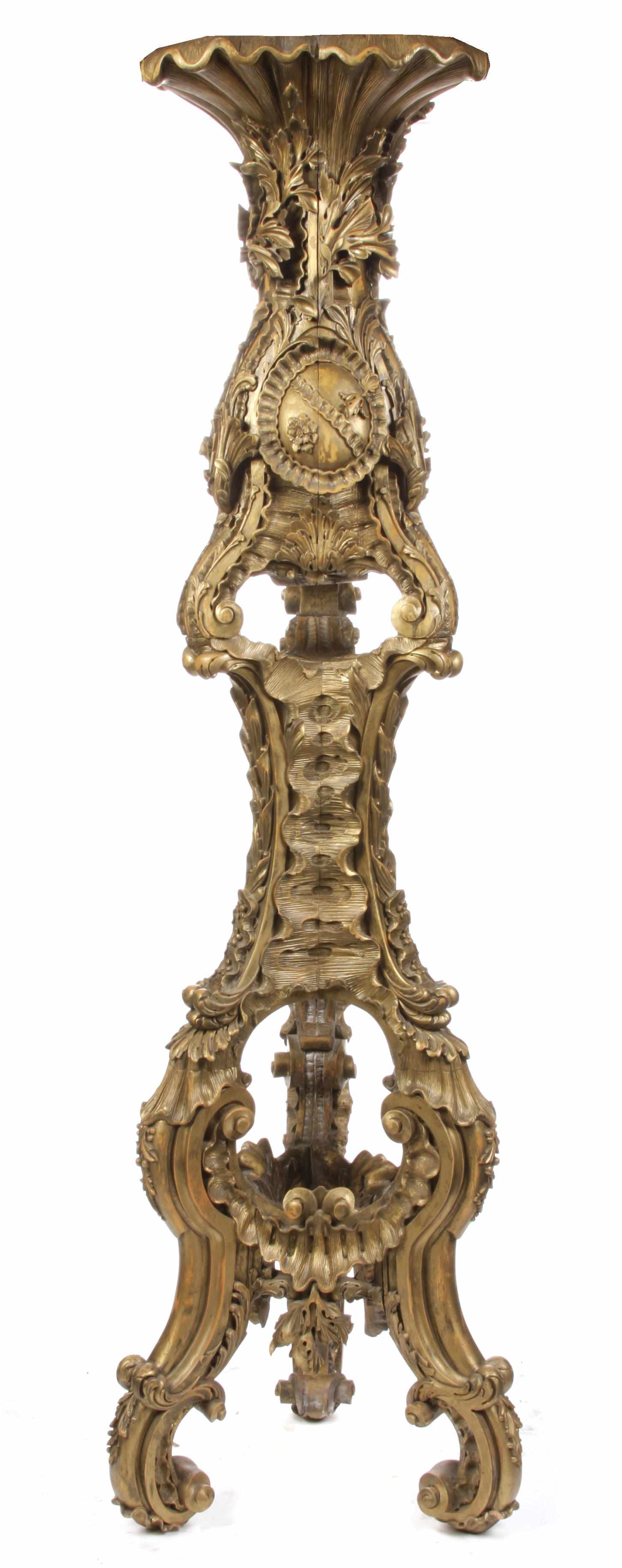 Appraisal: Property of Various Owners An imposing Baroque style giltwood pedestal