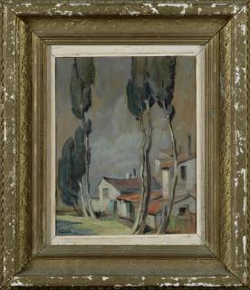 Appraisal: Herman Kosel - German French Village Scene oil on board