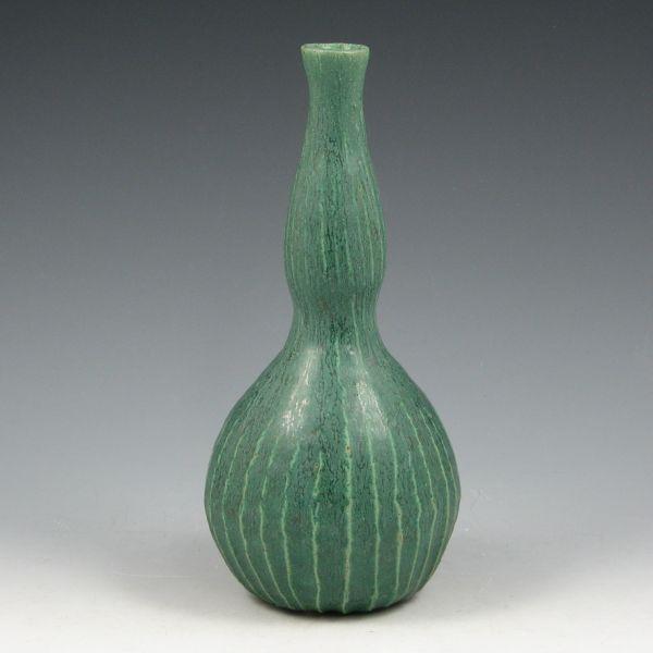 Appraisal: Tim Eberhardt matte green gourd pot or vase Signed Tim